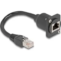 DeLOCK – D-Type RJ45 cable plug to jack Cat.5e black 20 cm (87964)