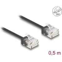 DeLOCK – RJ45 Network Cable Cat.6 UTP Ultra Slim 0.5 m black with short plugs (80370)