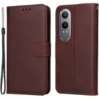 SKALO OnePlus Nord CE4 Lite 5G PU-nahkainen Lompakkokotelo - Ruskea