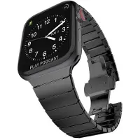 SKALO Teräsranneke "Flat" Apple Watch Series 7-9 41mm - Musta