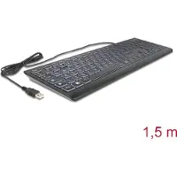 DeLOCK 12170, Langallinen, USB, Mekaaninen, QWERTZ, RGB LED, Musta
