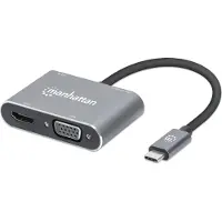 Manhattan 130691, Langallinen, USB 3.2 Gen 1 (3.1 Gen 1) Type-C, Harmaa, 5 Gbit/s, 3840 x 2160 pikseliä, 60 Hz
