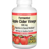 Natural Factors , Fermentoitu omenapiirakka-omenaviinietikka, 500 mg, 360 helppohoitoista pilleria