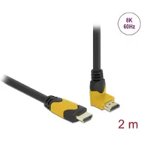 DeLOCK Angled HDMI 2.1 -kaapeli jossa Ethernet, 8K, 2 m, musta/keltainen