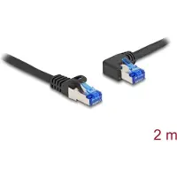 HQ Products – RJ45 Network Cable Cat.6A S/FTP straight / left angled 2 m black (80219)