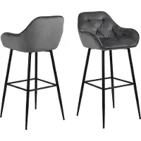 Actona Baarijakkara BROOKE 55x52xH103,5cm, tummanharmaa sametti/musta