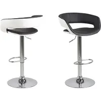 Ebuy24 Baarijakkara GRACE 54,5x48,5xH104cm, istuin ja selkänoja: keinonahka, väri: musta / valkoinen, jalka: kromattu