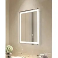 Vevor LED-kylpyhuoneen peili, 50 x 70 cm LED-kylpyhuoneen peili etu- ja taustavalaistuksella, huurtumista estävä muistipeili valoilla, portaaton 3 väriä, lämpötilan himmennettävä kylpyhuoneen peili, s