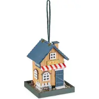 Relaxdays Lintujen ruokinta-automaatti 43,5x18x18cm., sininen/vaaleanruskea/valkoinen