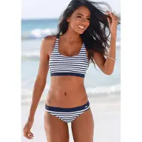 Venice beach Bikinitoppi 'Summer' laivastonsininen / valkoinen