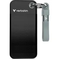 Verbatim 2TB Pocket SSD, ulkoinen SSD-levy, 3.2 Gen2 USB-C, 1000/1000 MB/s, musta/harmaa