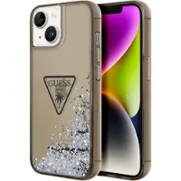 GUESS iPhone 14 Kuori Liquid Glitter Translucent Musta