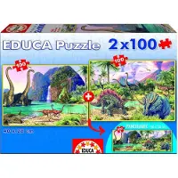 Educa 2X100 Dino World - Multi/patterned - ONE SIZE