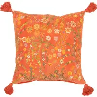 J-Line Cushion Squa Flow+Tas Velv Or - Orange - W50CM