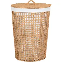 House Nordic Rie - Laundry Basket, Paper, Natural/White, Ø42X56 Cm - Brown - 42X42X56CM