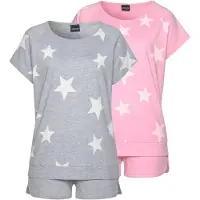 Arizona Pyjamashortsit harmaa / roosa / valkoinen