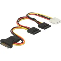 DeLOCK – Power Cable SATA 15 pin plug > 3 x SATA receptacle + 1 x Molex 4 pin female 20 cm (PCB) (60171)