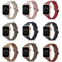 SKALO Kapea nahkaranneke Apple Watch Series 4-6 40mm - Tummanruskea
