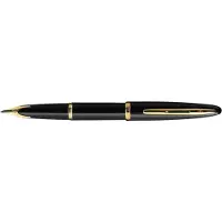 Waterman Carène Black Sea Fountain Pen | High-Gloss Black & 23k Gold Clip | Fine Nib with Blue Ink Cartridge | Gift Box