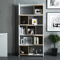 Hannah Home Pöytä ja kirjahylly Hanah Home Box - valkoinen, pähkinä