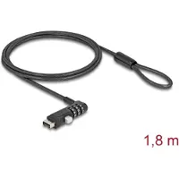 Navilock 20916, 1,8 m, USB A-tyyppi, Yhdistelmälukko, Hiiliteräs, Musta