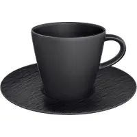 Villeroy & Boch Manufacture Rock Kahvikuppi Pikkulautasella - Kahvikupit Posliini Musta - 300586-300587