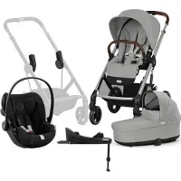Cybex BALIOS S Lux Yhdistelmävaunut + Beemoo Route i-Size & Telakka, Stone Grey/Black Stone