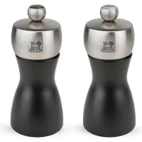 Peugeot Fidji, Suola- ja pippurimyllysetti, musta, Ruostumaton teräs, Pyökki, Ruostumaton teräs, 120 mm, Ranska