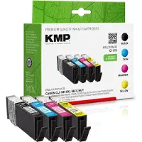 KMP – 1577,0205, Musta, Syaani, Magenta, Keltainen, 9,8 ml, 4 kpl, 820 sivua, Monipakkaus