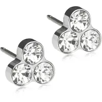 Blomdahl Silver Titanium Clover 8 mm Crystal