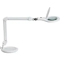 MAUL MAULmakro LED-työpistevalaisin, valkoinen, 46 cm, jalusta, Valkoinen/opaali, Työhuone/toimisto, Synteettinen materiaali, Moderni