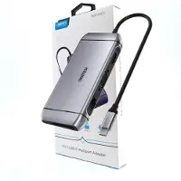 Choetech 9-in-1 4K HDMI 100W PD and USB 3.0 USB-C Hub Gray USB hub - 9 satamat - USB 3.0 - Harmaa