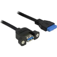 DeLOCK 0.5m USB 3.0 F/F USB cable USB A IDC Black (83118)