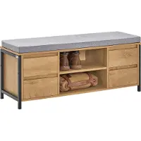 SoBuy -kenkäpenkki 4 laatikolla, luonnonmateriaali