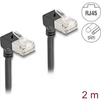 DeLOCK – RJ45 Network Cable Cat.6A S/FTP Slim 90° downwards / downwards angled 2 m black (80300)