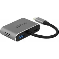 DeLOCK 64074, USB 3.2 Gen 1 (3.1 Gen 1) Type-C, 87 W, Harmaa, HDMI, USB 3.2 Gen 1 (3.1 Gen 1) Type-A, USB 3.2 Gen 1 (3.1 Gen 1) Type-C, VGA, Metalli,