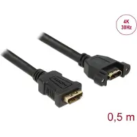 DeLOCK – Cable HDMI-A fe to HDMI-A fe panel-mount, 4K at 30 Hz, 0.5 m (85465)