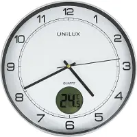 Unilux 400094592, Seinä, Kvartsikello, Pyöreä, Metallinen, Hopea, Akryylinitriilibutadieenistyreeni (ABS), Lasi