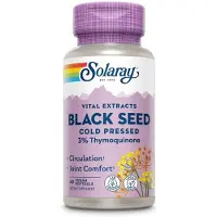 Solaray , Vital Extracts, Mustan siemenen kylmästi puristettu, 60 kasvissyöjä pehmolevytabletteja (500 mg per Softgel)
