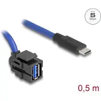 DeLOCK 88156, 0,5 m, USB A, USB C, 5 Gbit/s, Musta, Sininen