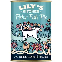 Lily's Kitchen 12 x 400 g viljaton koiranruoka lohi, kalkkuna ja silli, märkäruoka