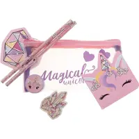 Unicorn Gems Penaali + Kirjoitusvälinesetti, Vaaleanpunainen