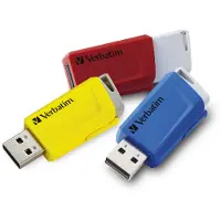 Verbatim 16GB Store 'n' Click, 3.2 Gen1 USB-A -muistitikku, 80/25 MB/s, 3kpl, sininen + punainen + keltainen