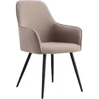 Ebuy24 Sarja 2 ruokapöydän nojatuolia 65x57x87 cm hiekkakankaalla ja mustalla metallilla - NYLA