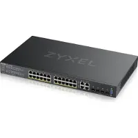 Zyxel GS2220-28HP, 24-porttinen hallittava PoE+ -kytkin, musta