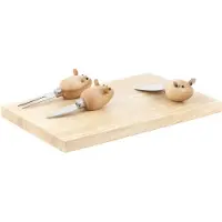 Kikkerland Cheese Board And 3 Mouse Knives (CHS07)