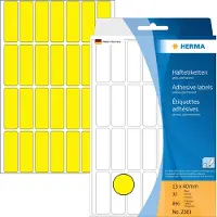 Herma Multi-purpose labels, 13 x 40 mm, yellow, permanent adhesion, Keltainen, Pyöristetty suorakulmio, Selluloosa, Paperi, 32 arkkia, 11,1 cm, 17 cm (2361)