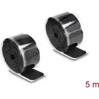 DeLOCK – Hook-and-loop pad on roll self-adhesive 45 x 50 mm - length 5 m black (19108)