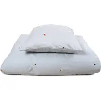 Filibabba Junior Bedlinen – Embroidered Cool Summer Design – Pearl - Blue - 100X140CM;40X45CM