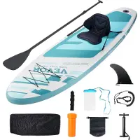 Vevor puhallettava sup-lauta, 10,6' x 33" x 6" leveä SUP-lauta irrotettavalla kajakkiistuimella, laudan lisävarusteilla, pumpulla, melalla, evällä, repulla, nilkkahihnalla ja korjaussarjalla, nuorille